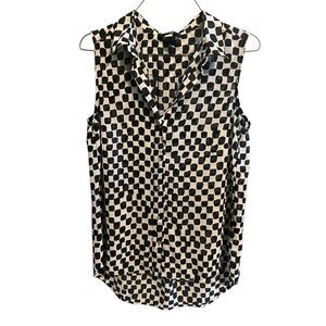 H&M Women's Size US 4 Black White Sheer Sleeveless Blouse Top Shirt